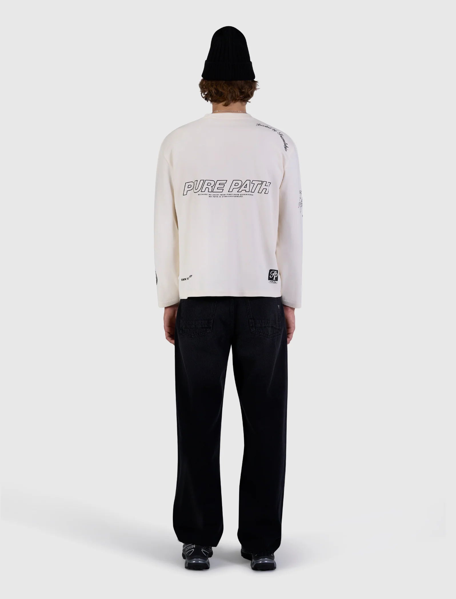 PURE PATH UNITED LONGSLEEVE T-SHIRT BOXY Ecru