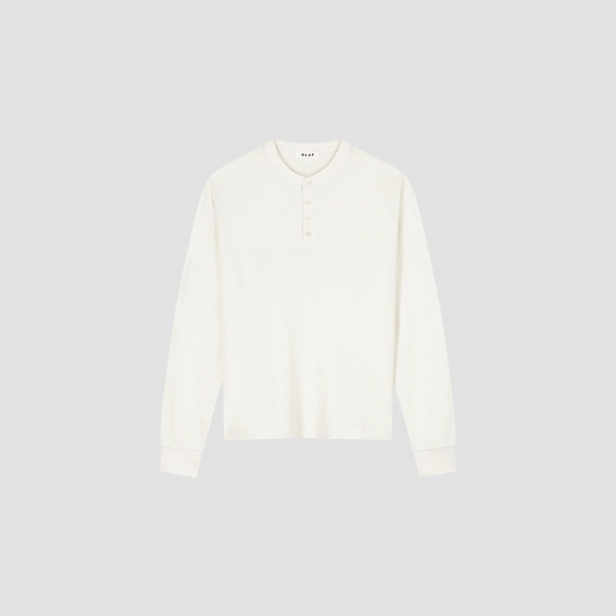 OLAF WAFFLE HENLEY LS TEE - OFF WHITE