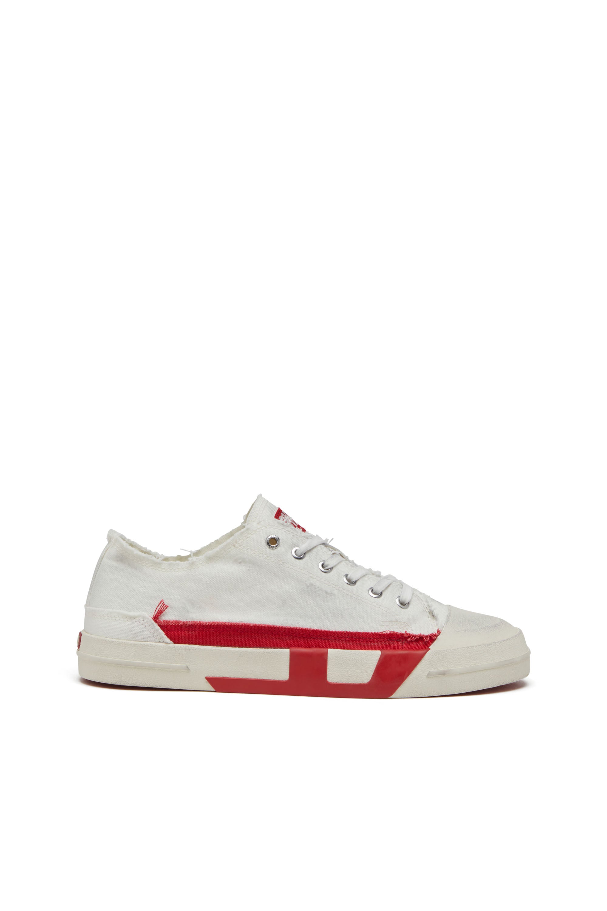 DIESEL S-D-Verse-Dirty-Effect Canvas Sneakers White