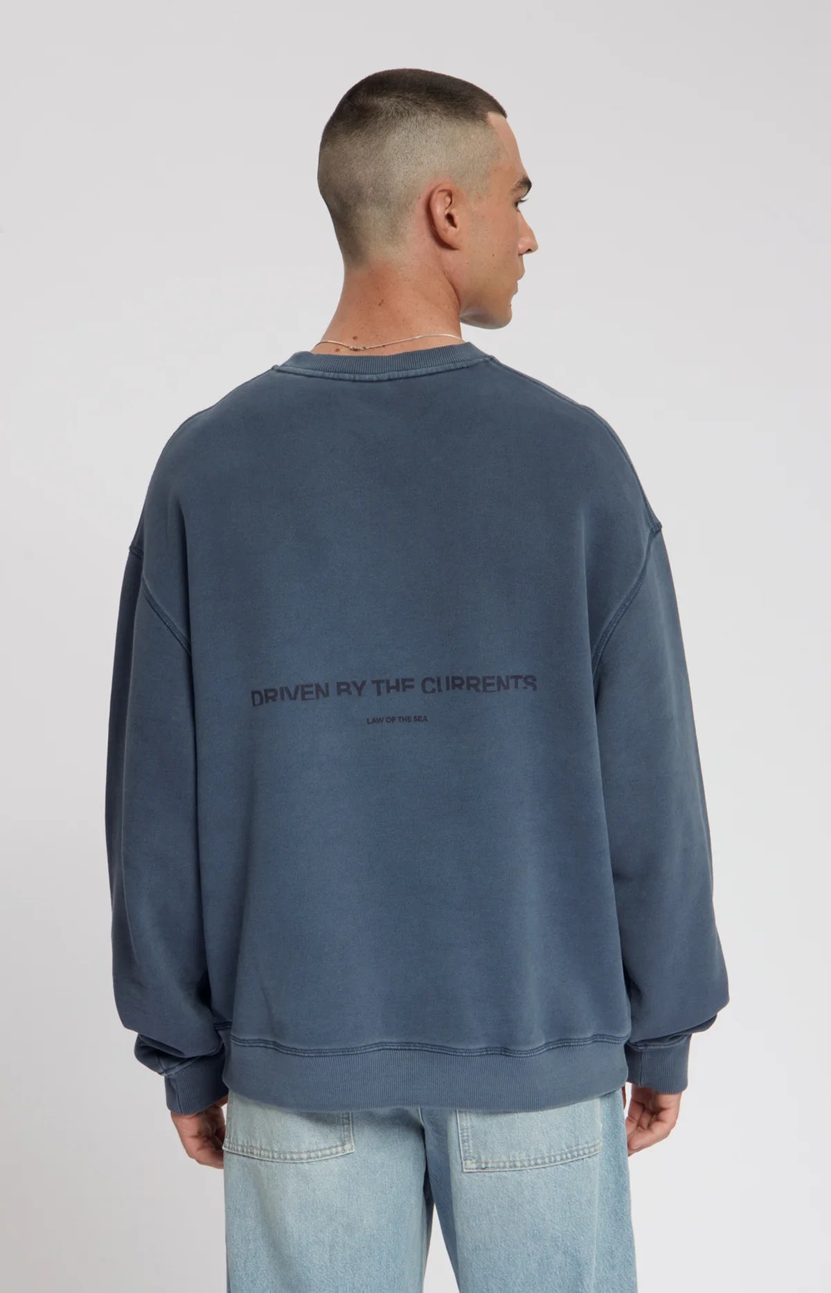TORRIA GARMENT DYED CREWNECK SWEAT Mood Indigo