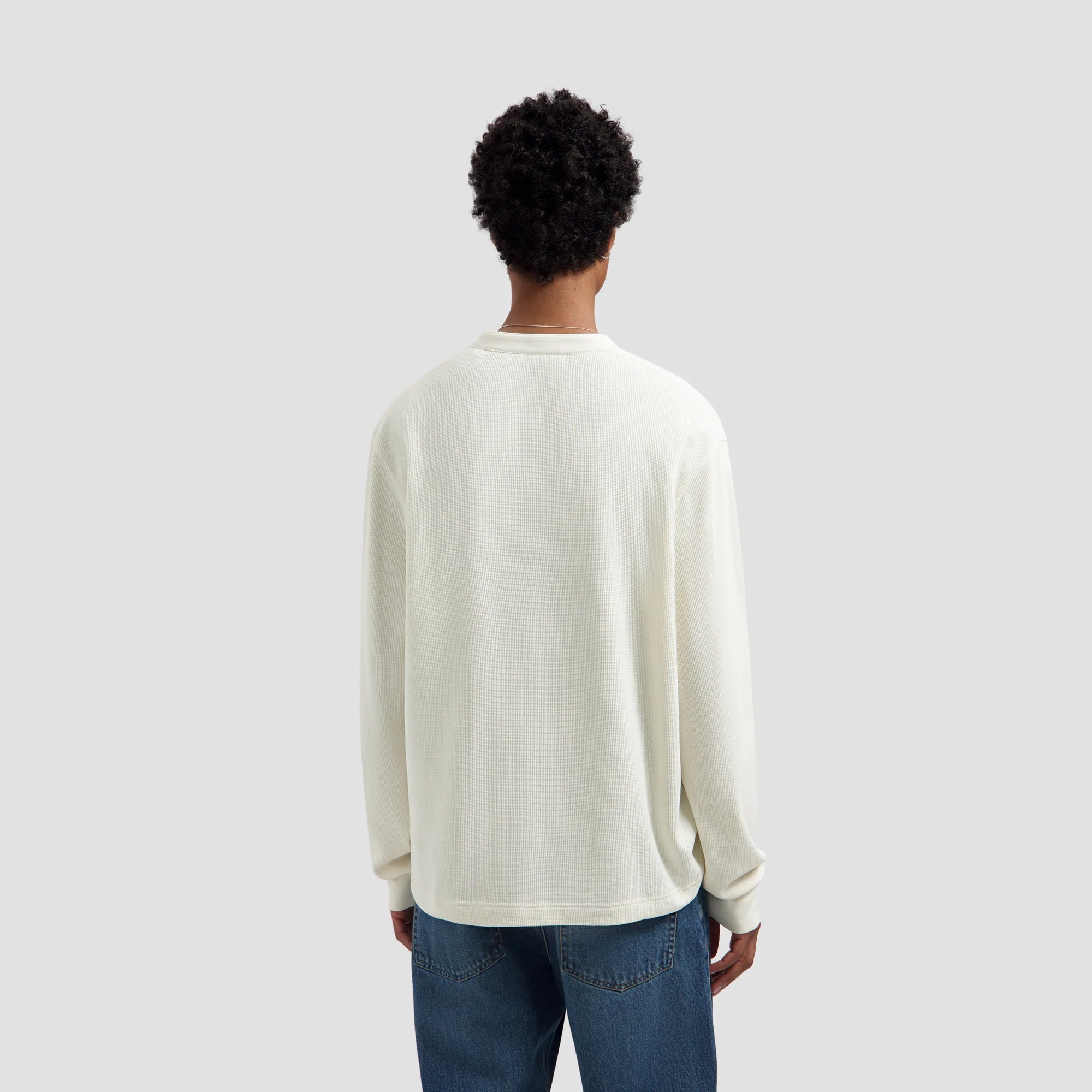 OLAF WAFFLE HENLEY LS TEE - OFF WHITE
