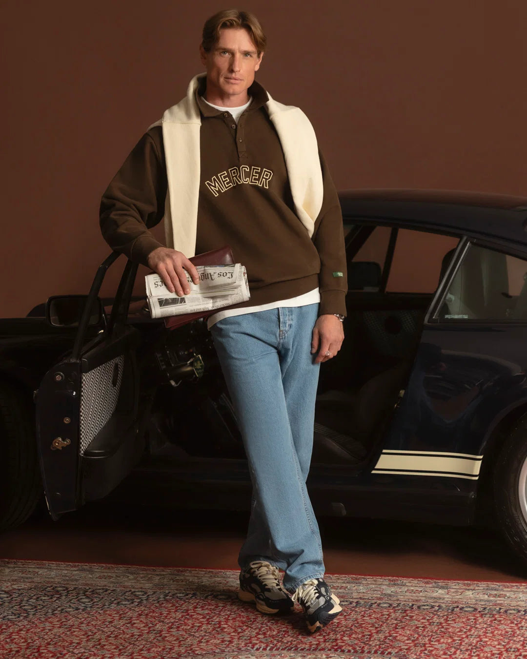 MERCER The Mercer Sweat Polo Brown