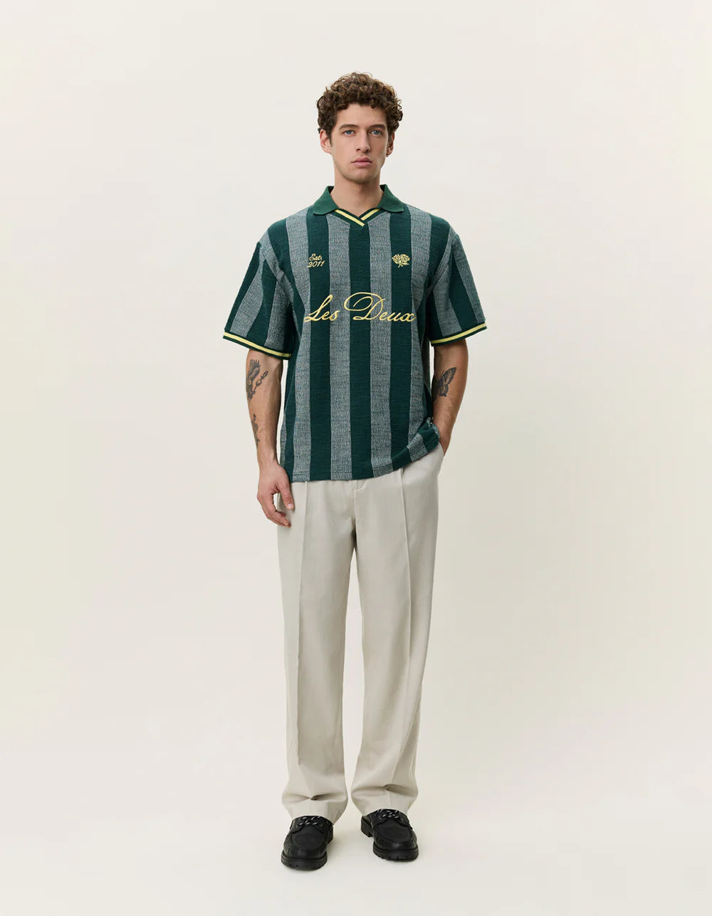 LES DEUX Stripe Jacquard Football Jersey