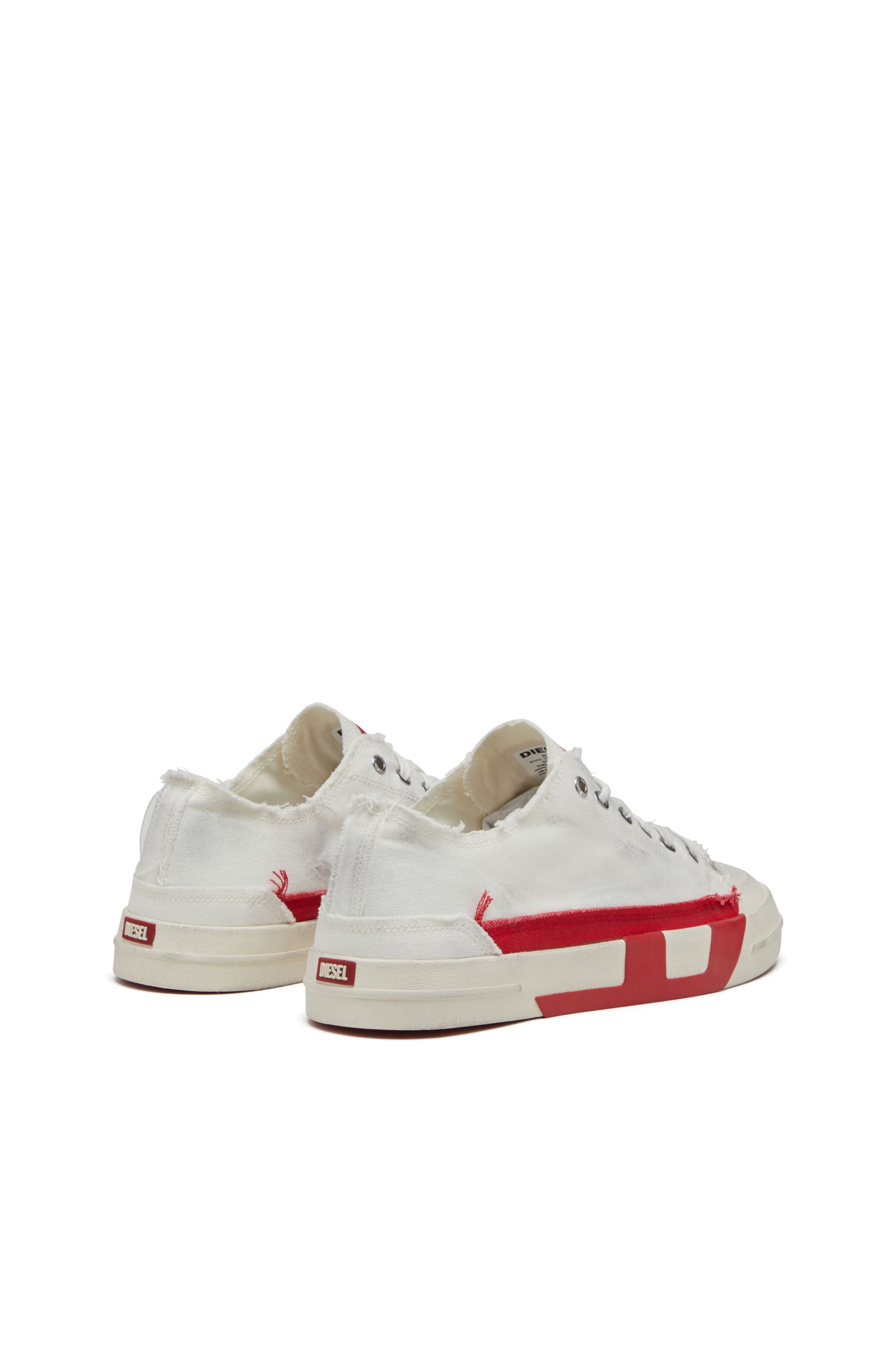 DIESEL S-D-Verse-Dirty-Effect Canvas Sneakers White