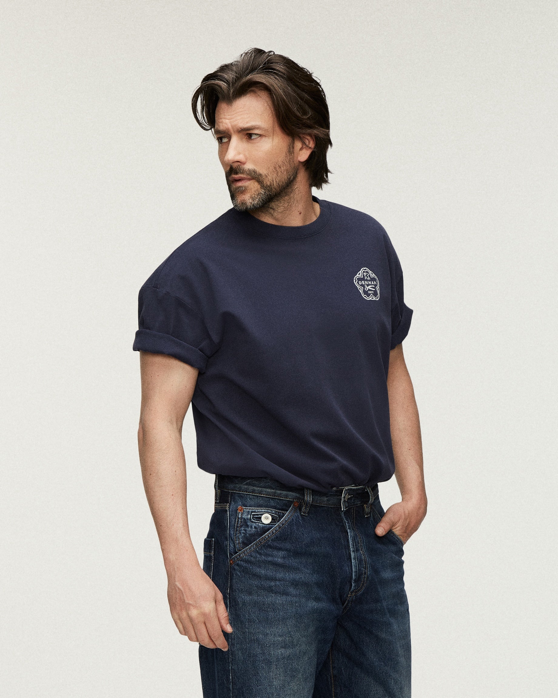 DENHAM SAKE SS BOXY TEE Blue