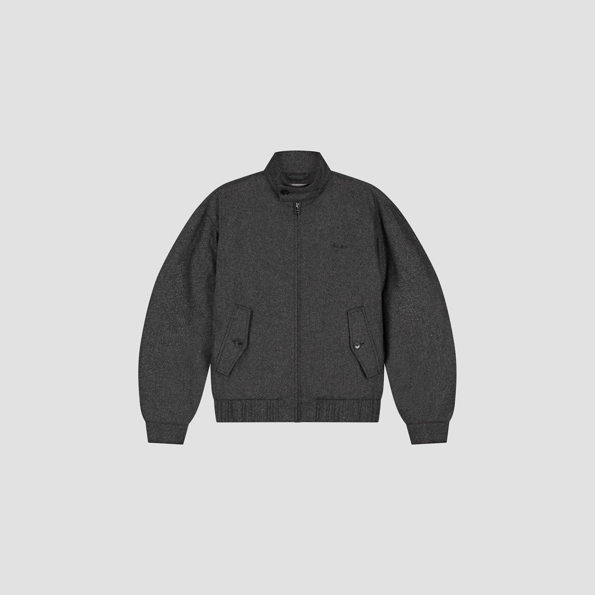 OLAF WOOL HERRINGBONE ZIP JACKET Charcoal