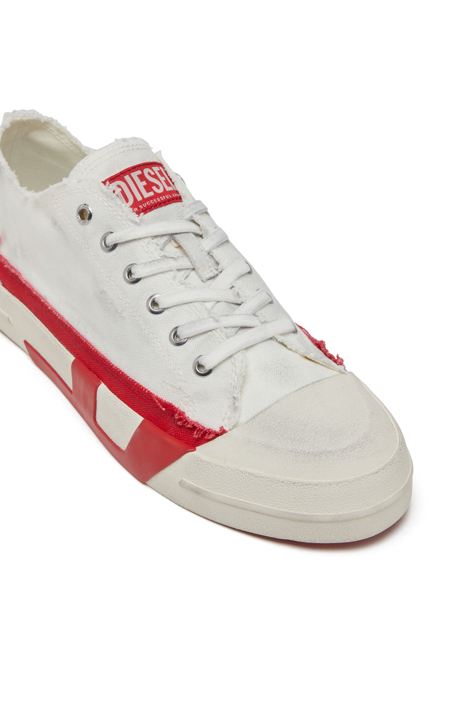 DIESEL S-D-Verse-Dirty-Effect Canvas Sneakers White