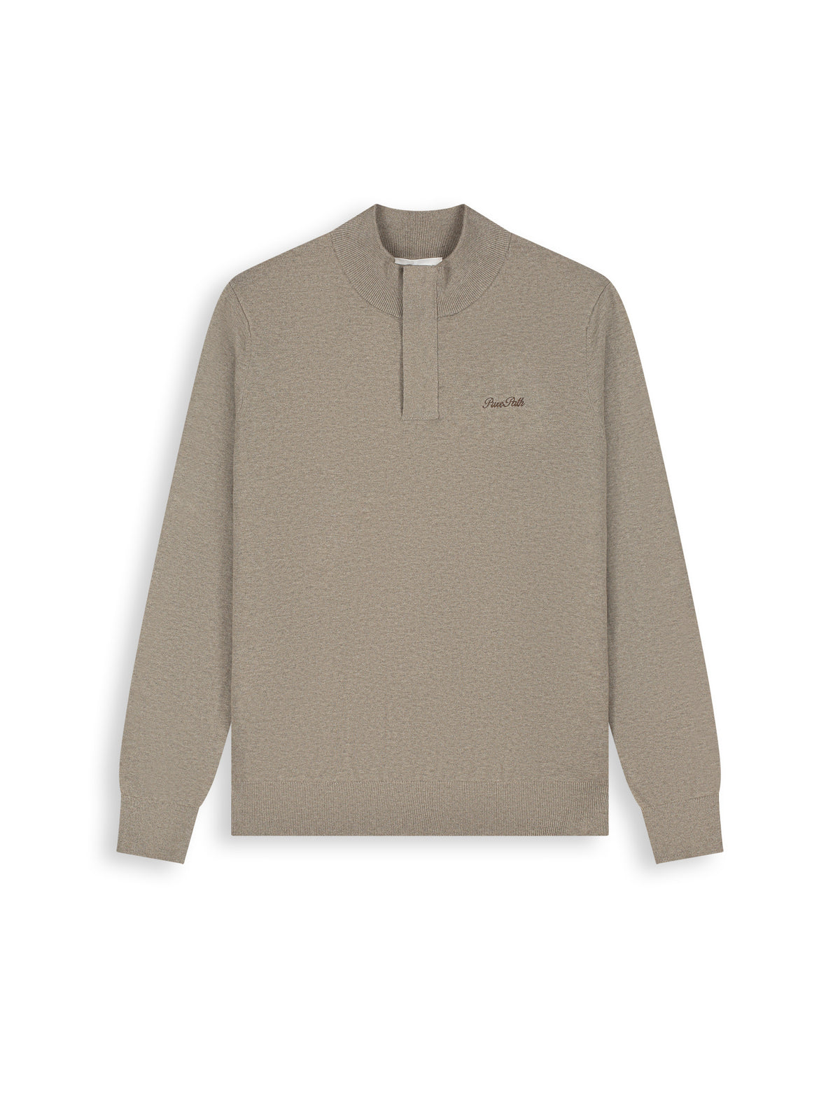 PURE PATH FLAT KNIT HIDDEN HALF-ZIP | TAUPE MELANGE