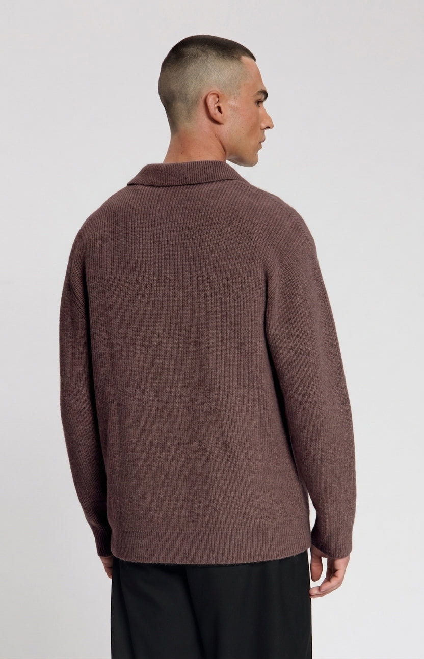 ARES KNITTED POLO Huckleberry
