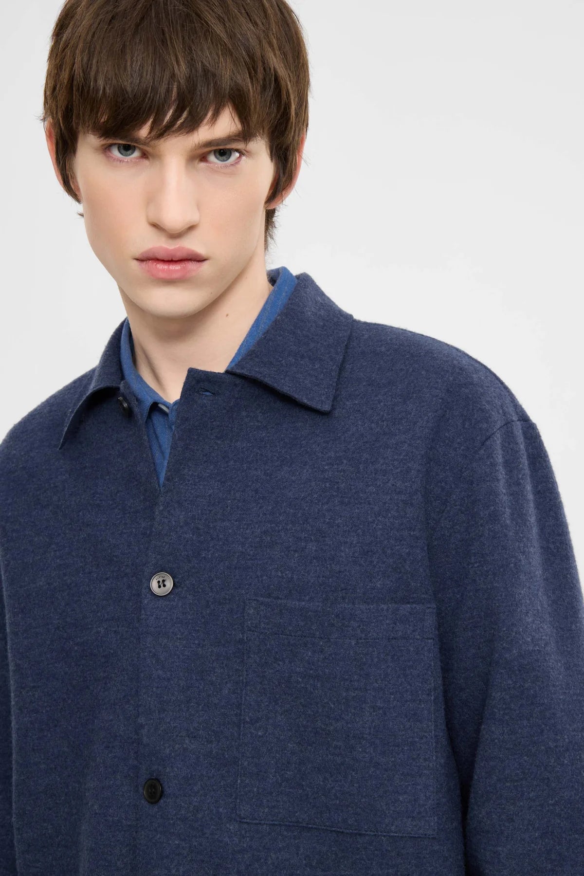 ELVINE BOILED WOOL OVERSHIRT Blue Melange