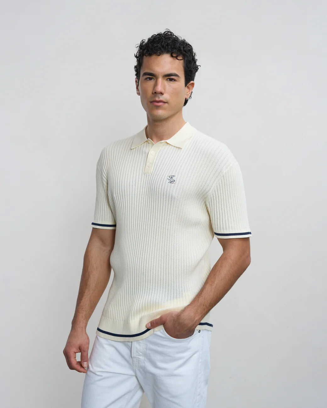 FILLING PIECES Fine Knit Polo Antique White