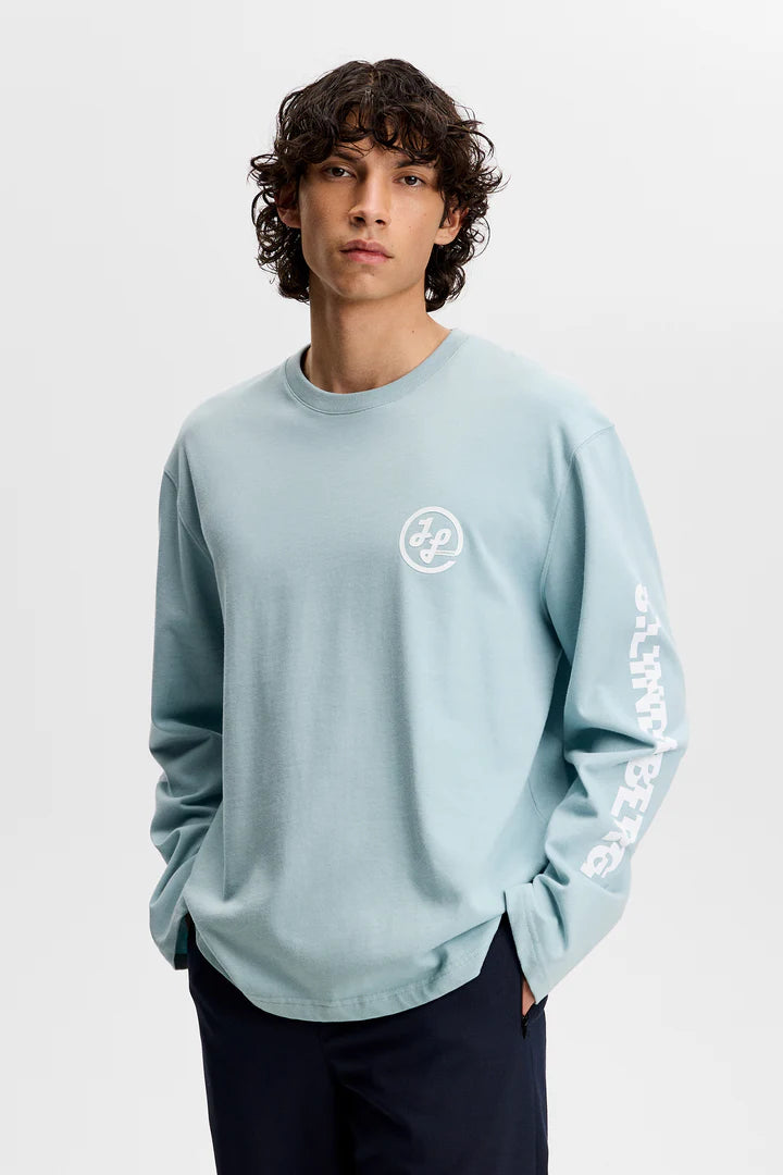 J.LINDEBERG Walsh LS Print T-shirt Forget-Me-Not