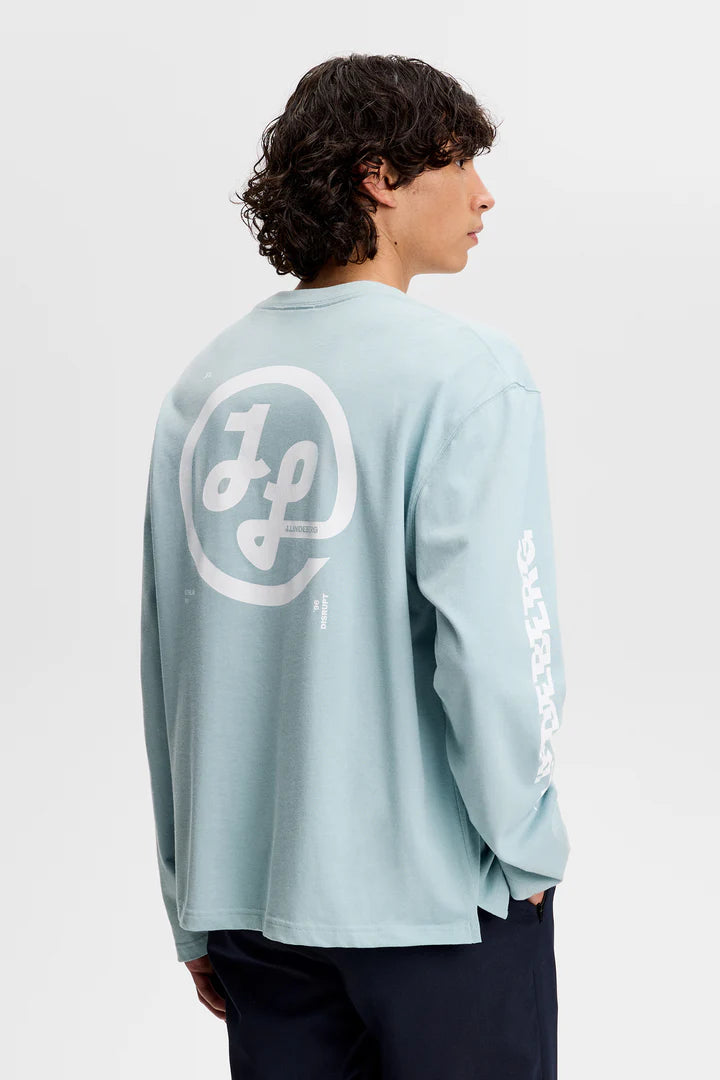 J.LINDEBERG Walsh LS Print T-shirt Forget-Me-Not