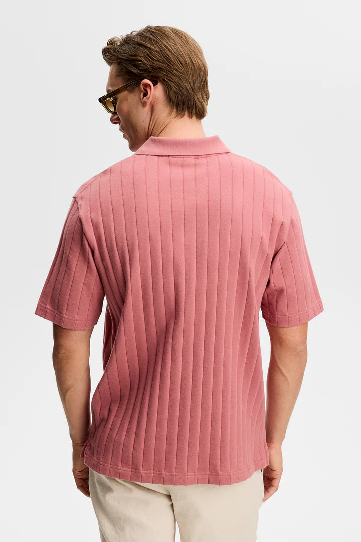 J.LINDEBERG Simon Stripe Polo Whitered Rose