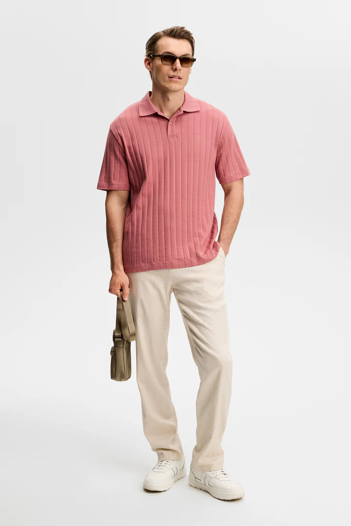 J.LINDEBERG Simon Stripe Polo Whitered Rose