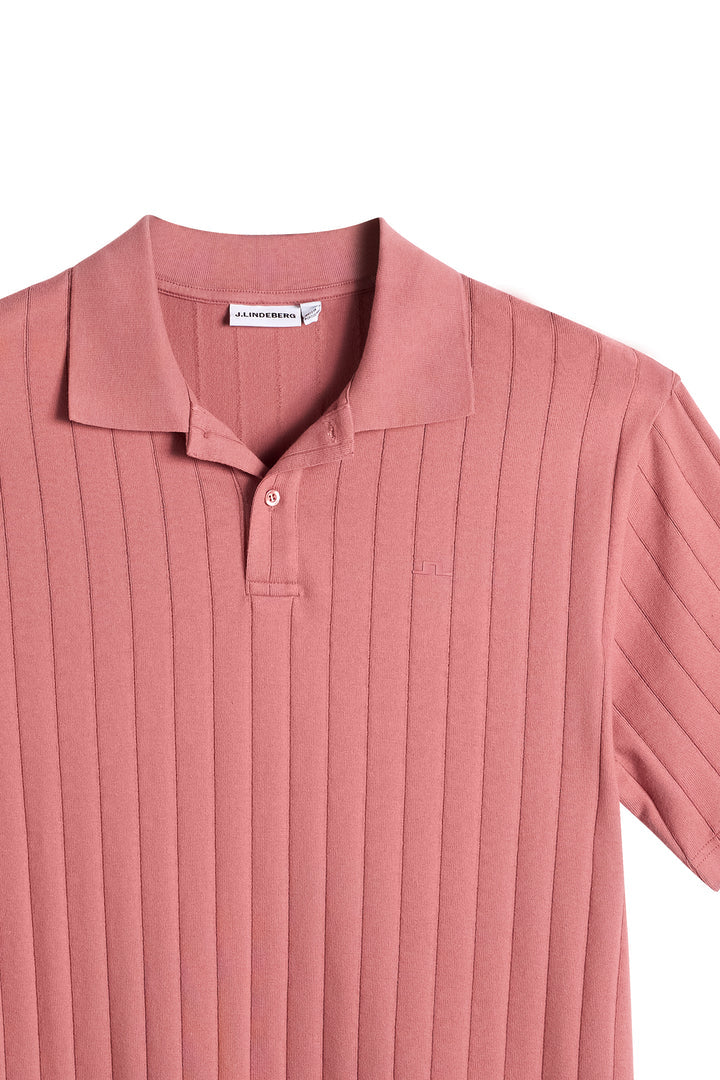 J.LINDEBERG Simon Stripe Polo Whitered Rose
