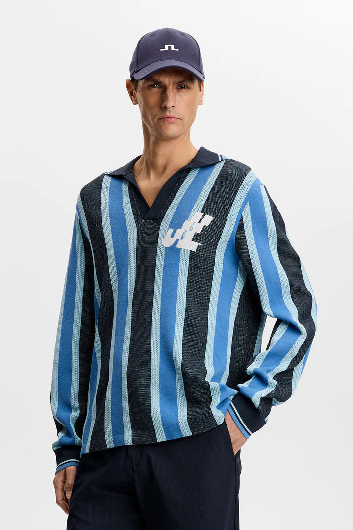 J.LINDEBERG Silas Stripe Polo Knit JL Navy