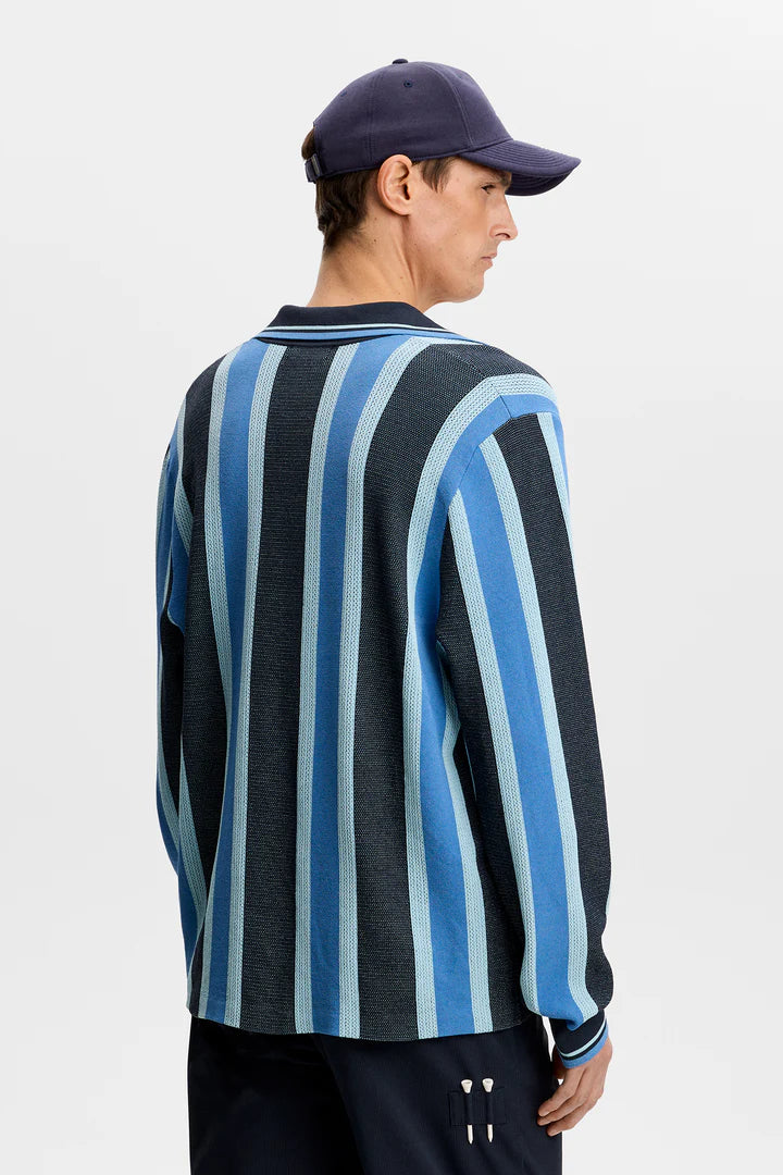 J.LINDEBERG Silas Stripe Polo Knit JL Navy