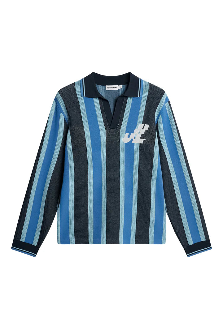 J.LINDEBERG Silas Stripe Polo Knit JL Navy