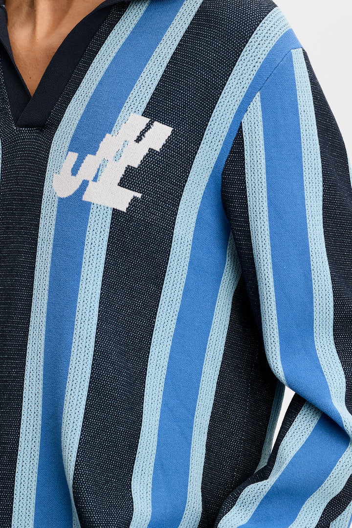 J.LINDEBERG Silas Stripe Polo Knit JL Navy