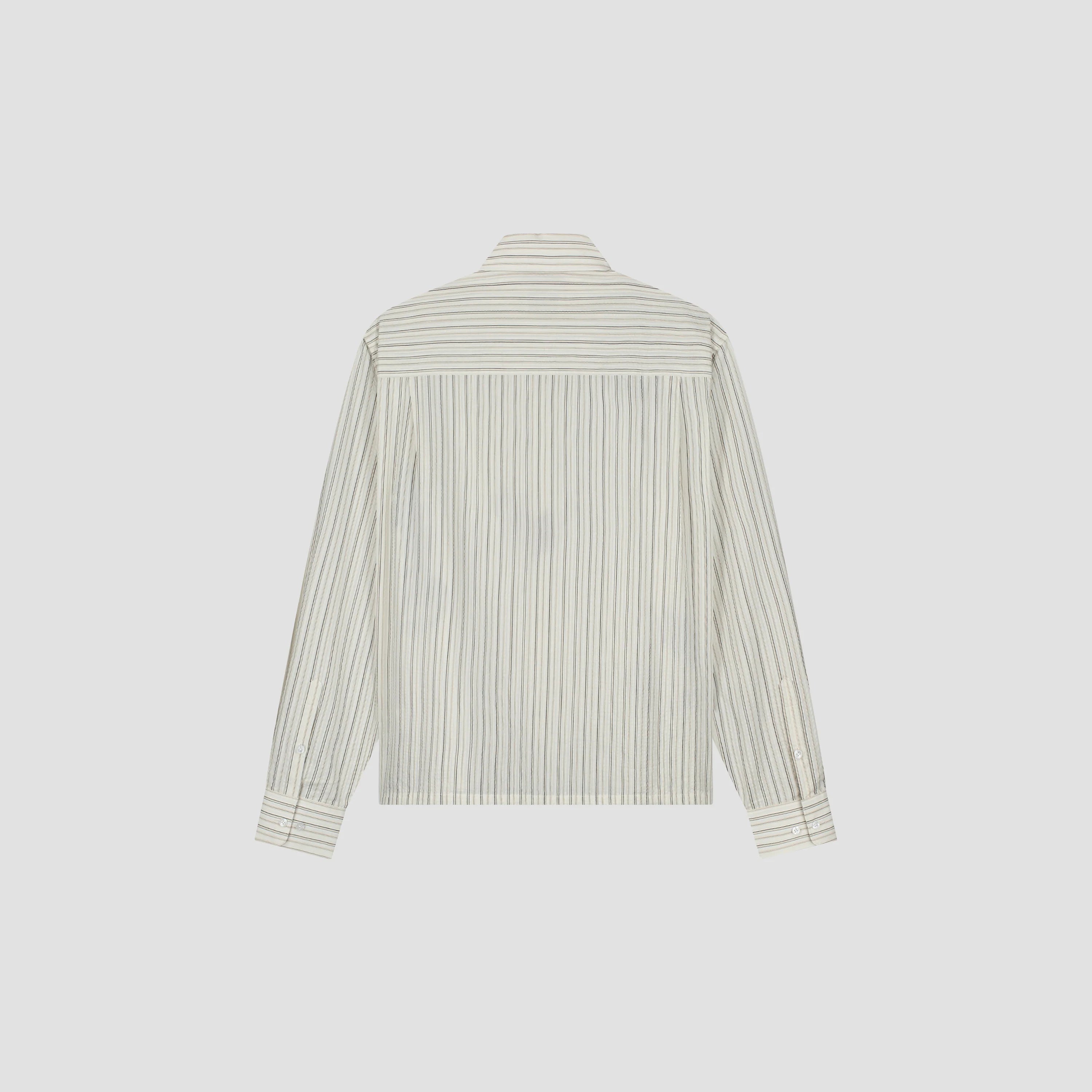 OLAF BRUSHSTROKE LOGO STRIPE LS SHIRT - CHARCOAL/WHITE