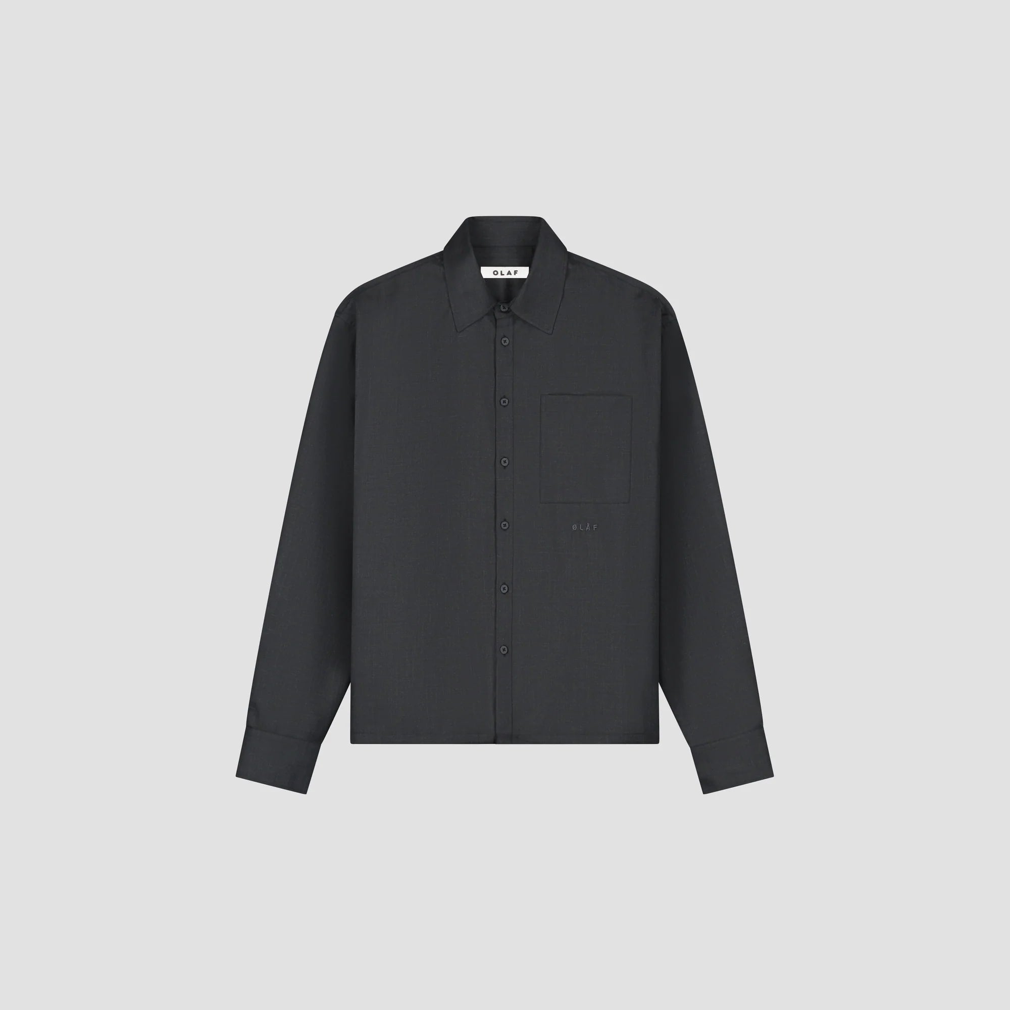 OLAF WOOL BLEND BOXY LS SHIRT - CHARCOAL