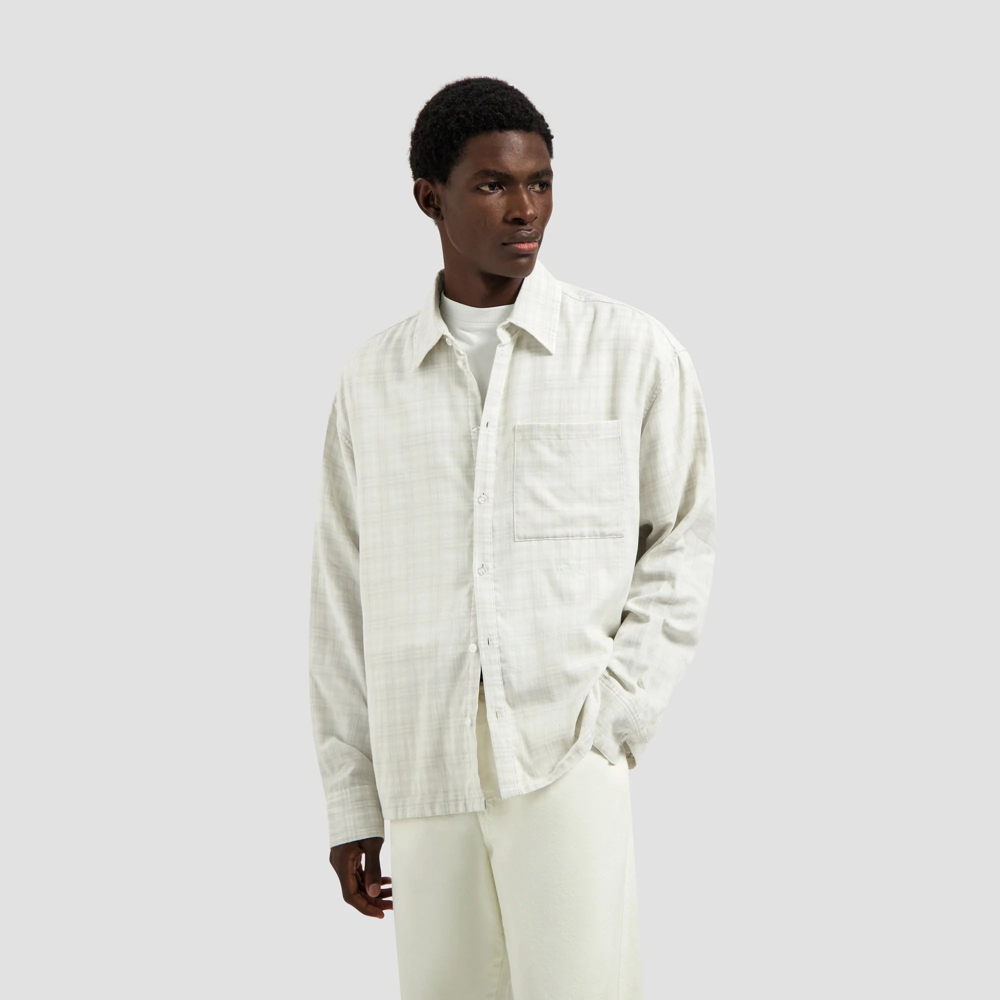 OLAF DOUBLE FACED CHECKED BOXY SHIRT - OFF WHITE