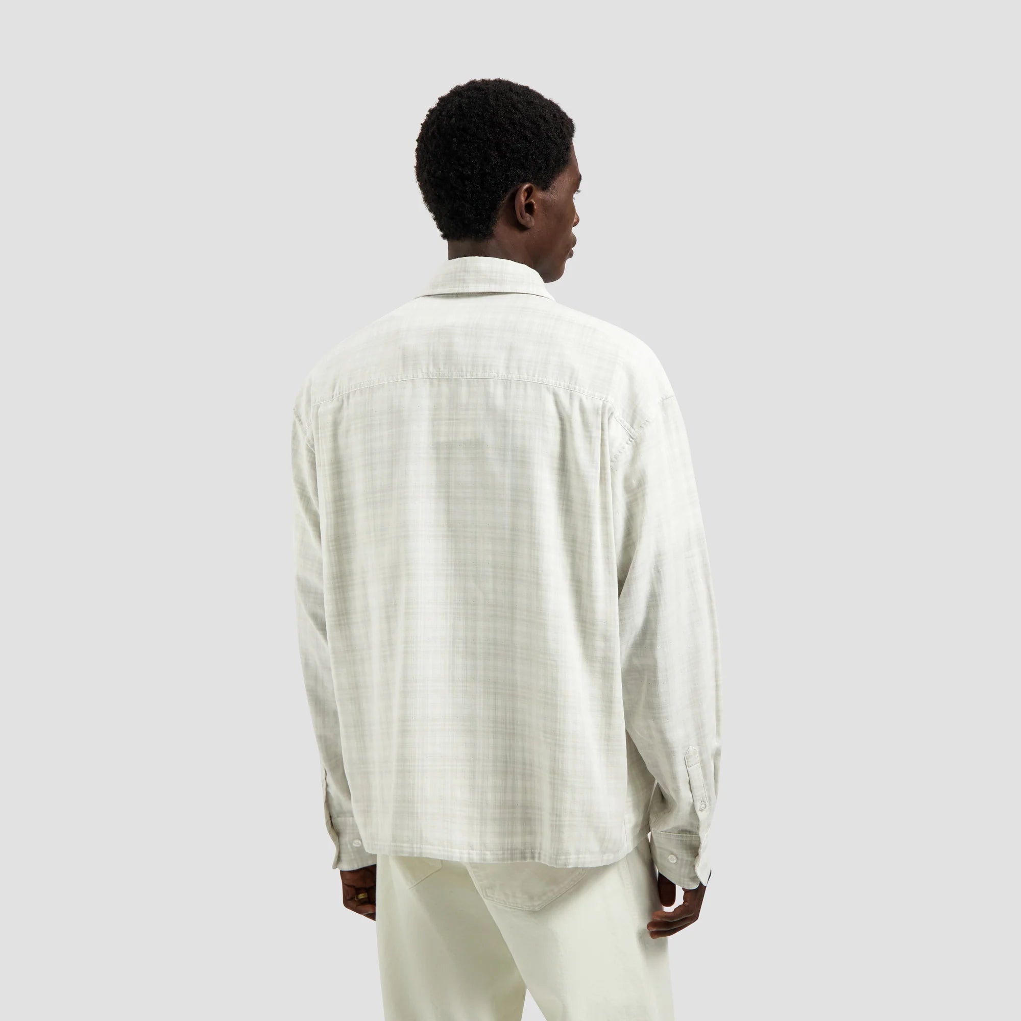 OLAF DOUBLE FACED CHECKED BOXY SHIRT - OFF WHITE
