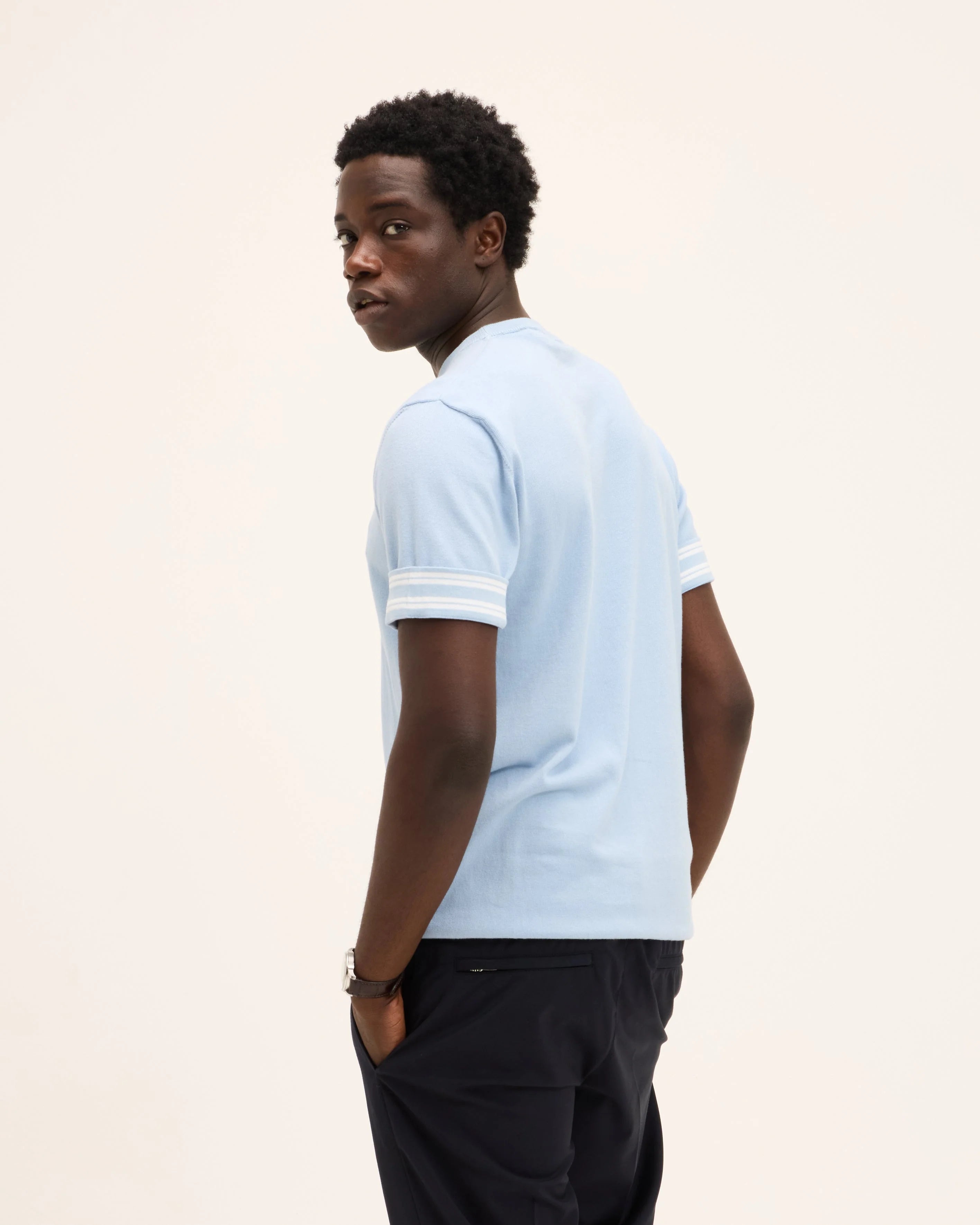 GOOD PEOPLE Koos Knitted Tee Light Blue