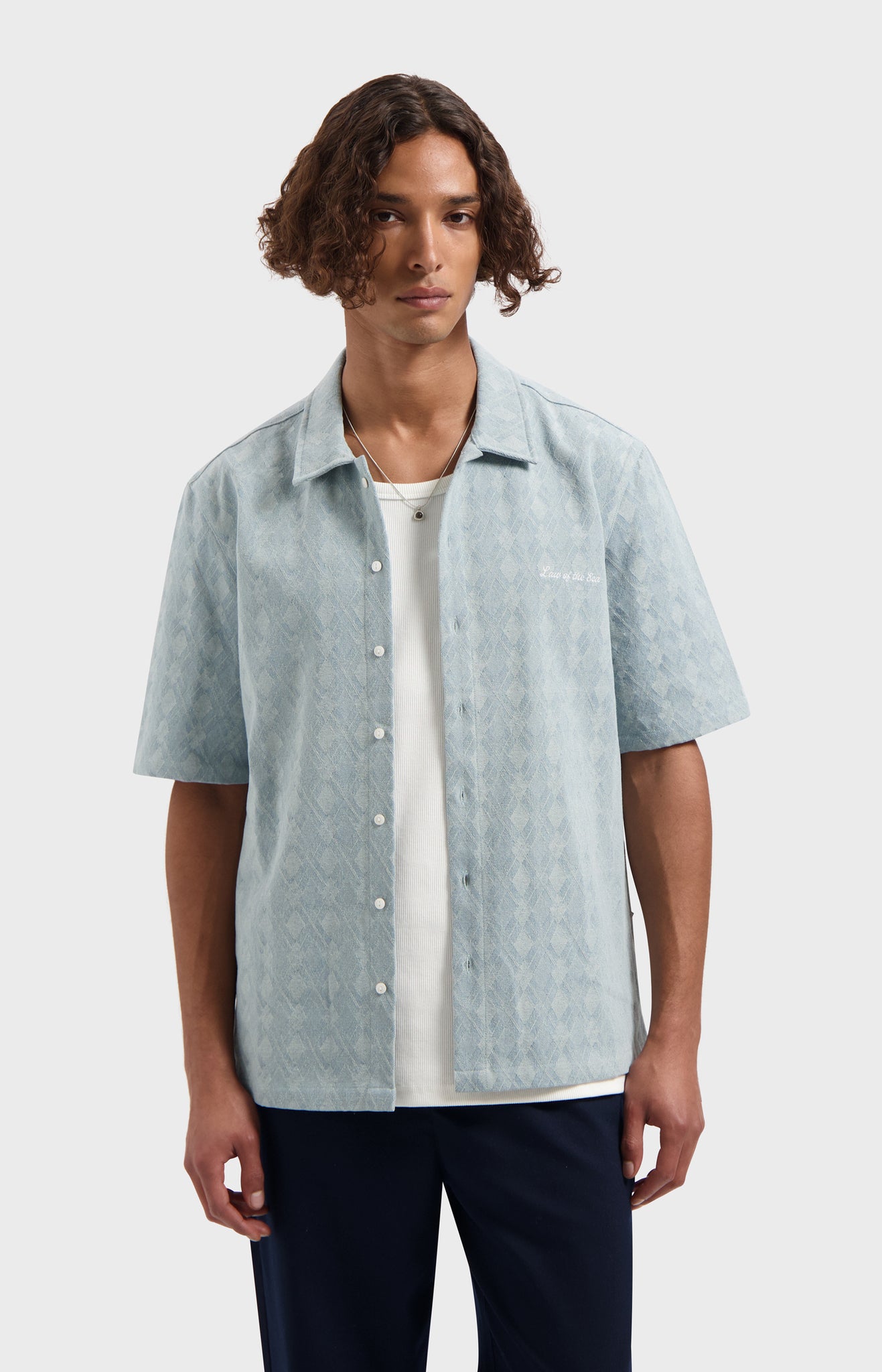 LAW OF THE SEA SALTERN BLEACHED DENIM JACQUARD SHIRT Light Denim Blue
