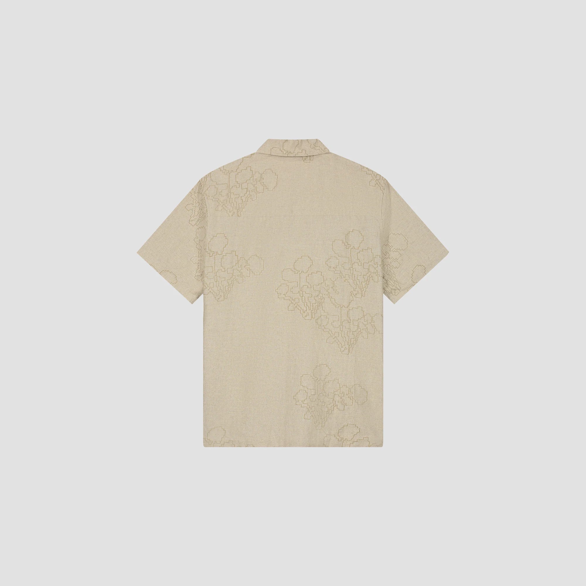 OLAF EMBROIDERED FLOWER SS SHIRT - CEMENT