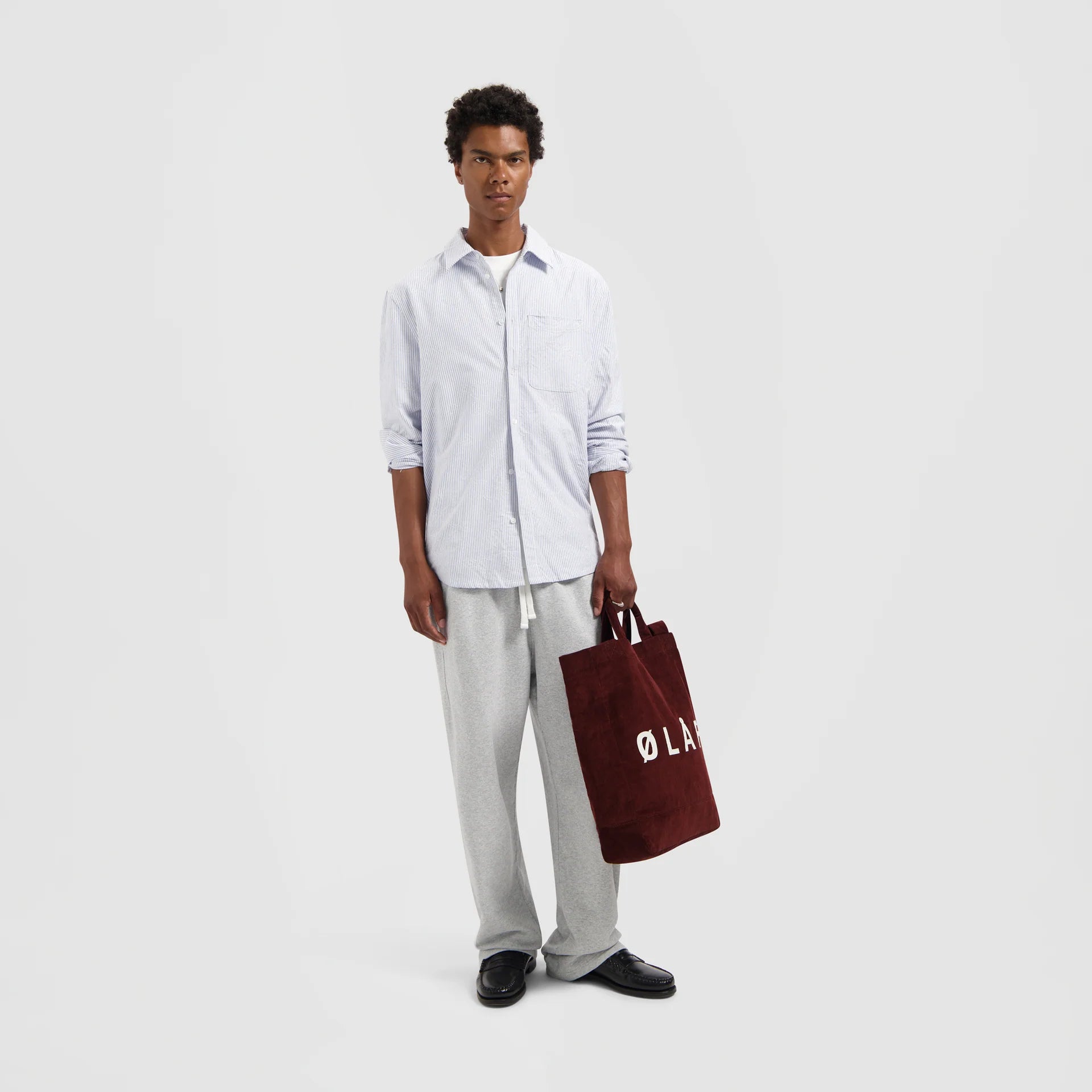 ØLÅF Monogram Embro Oxford Shirt Blue Stripe