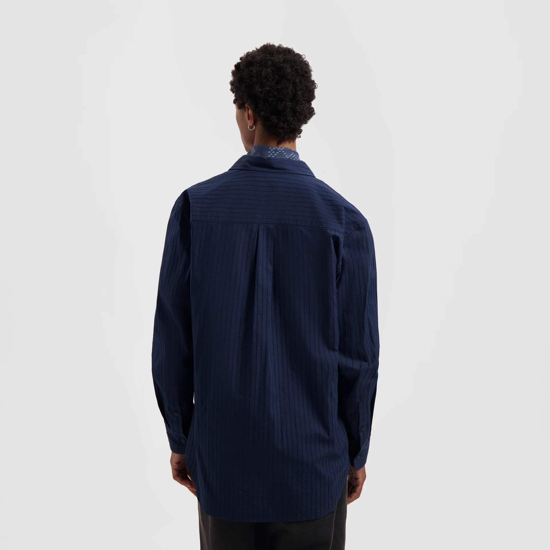 ØLÅF STITCHED STRIPED RELAXED SHIRT Navy
