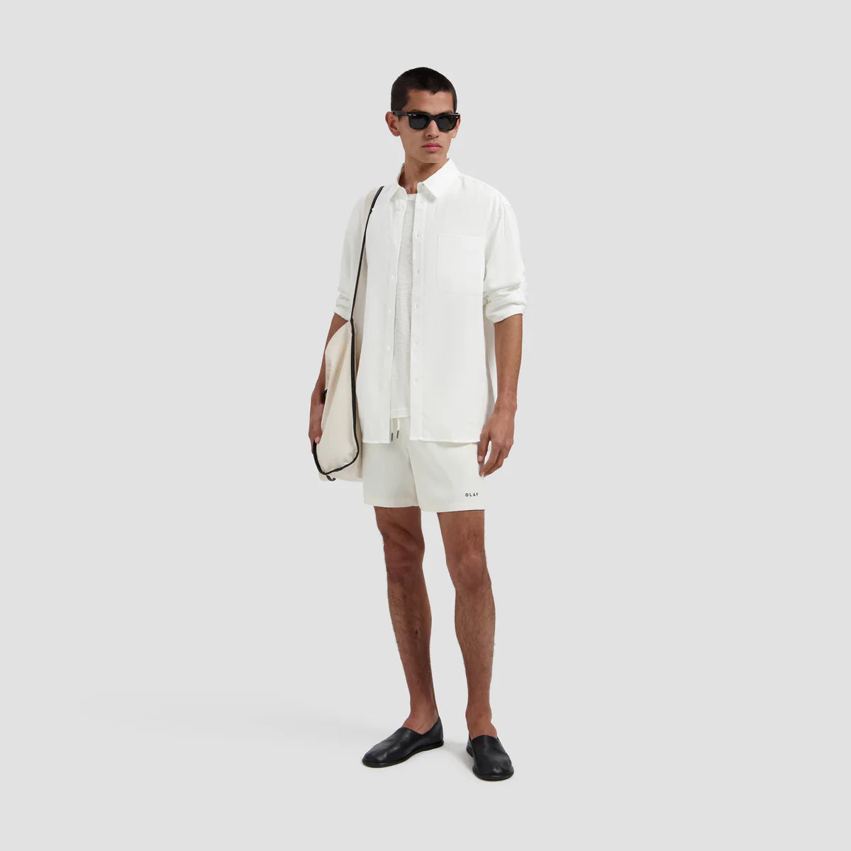 OLAF TEXTURE REGULAR SWIM SHORTS - OFF-WHITE