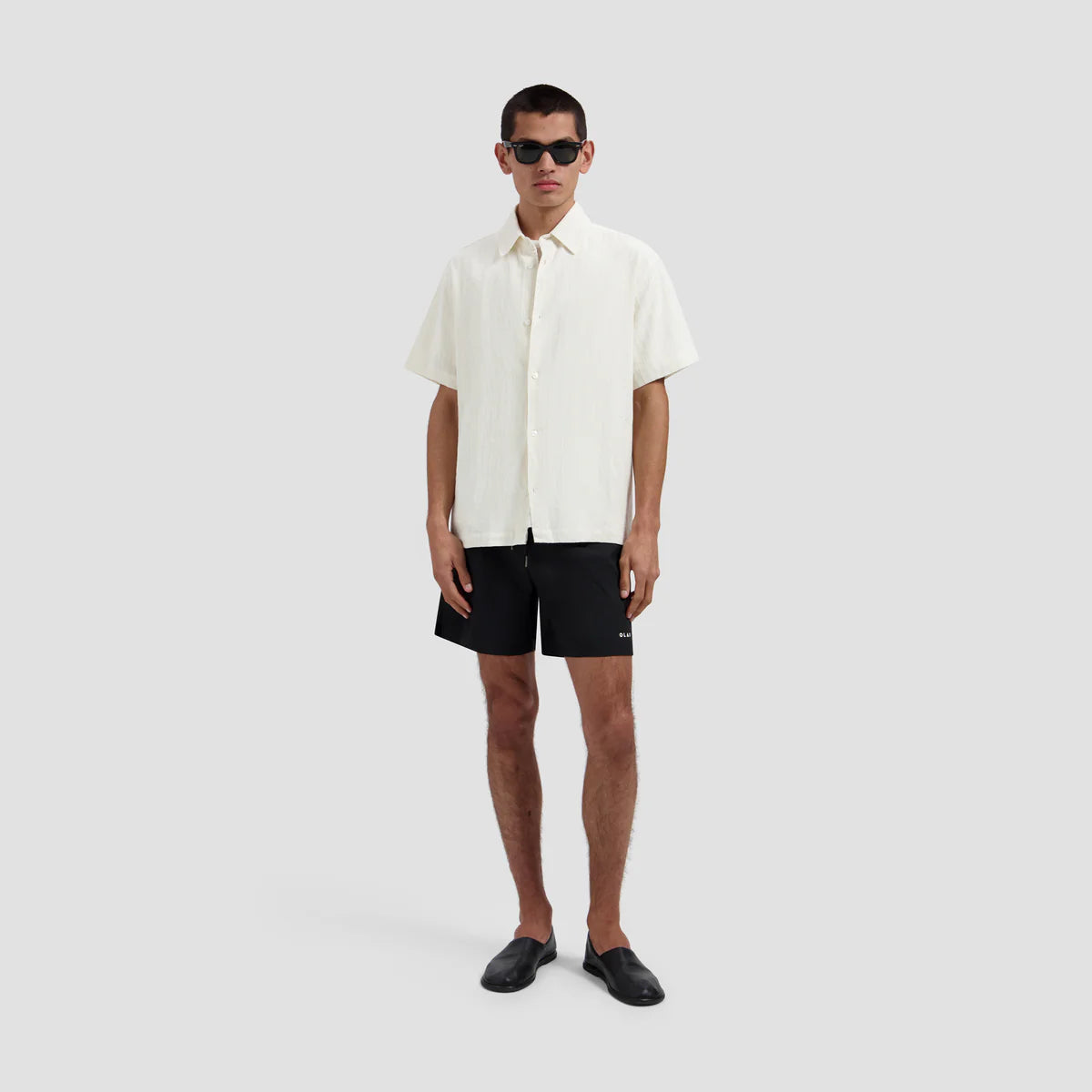 OLAF TEXTURE REGULAR SWIM SHORTS - BLACK