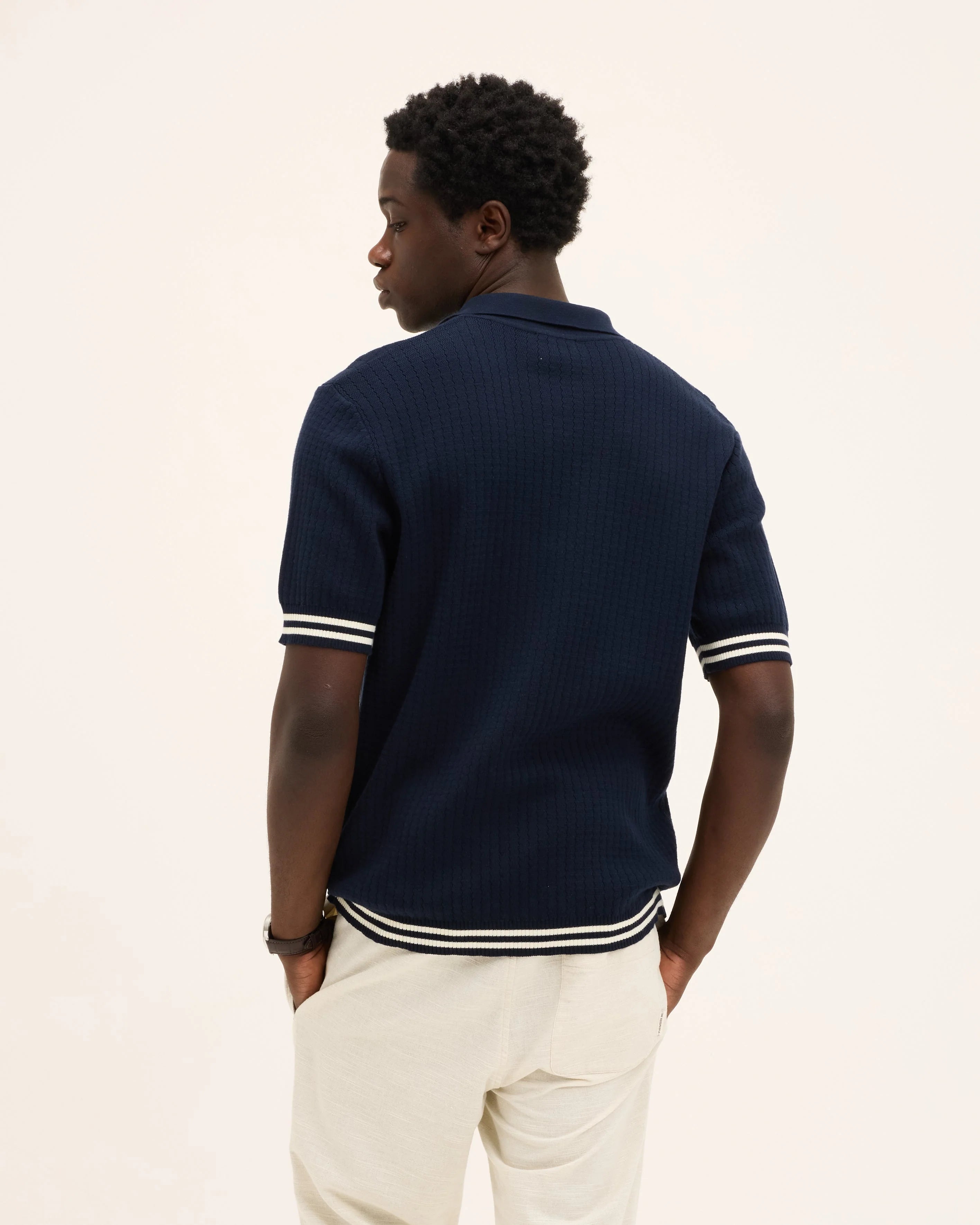 GOOD PEOPLE Pioneer Polo Navy White