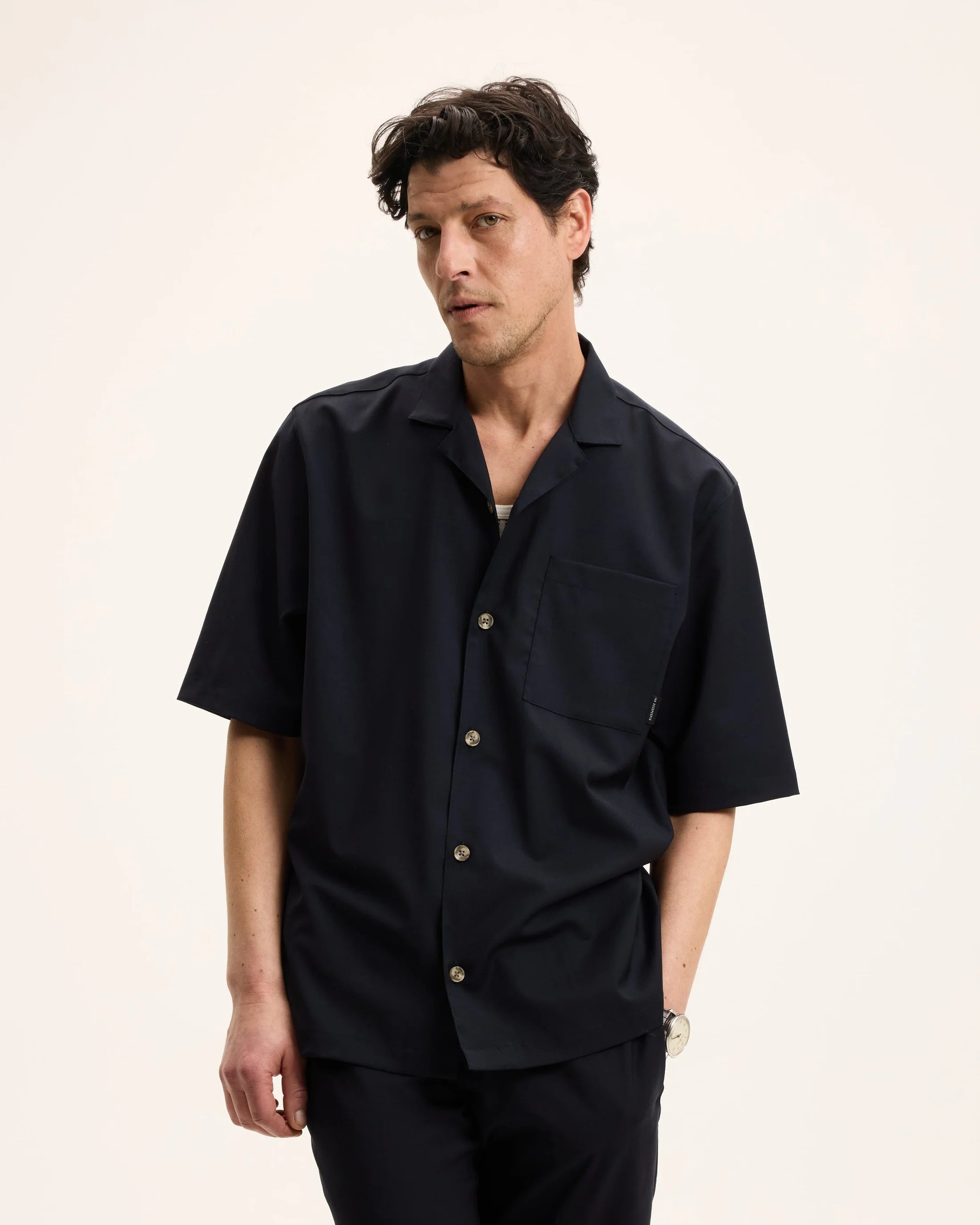 GOOD PEOPLE Sage Seersucker Shirt Navy