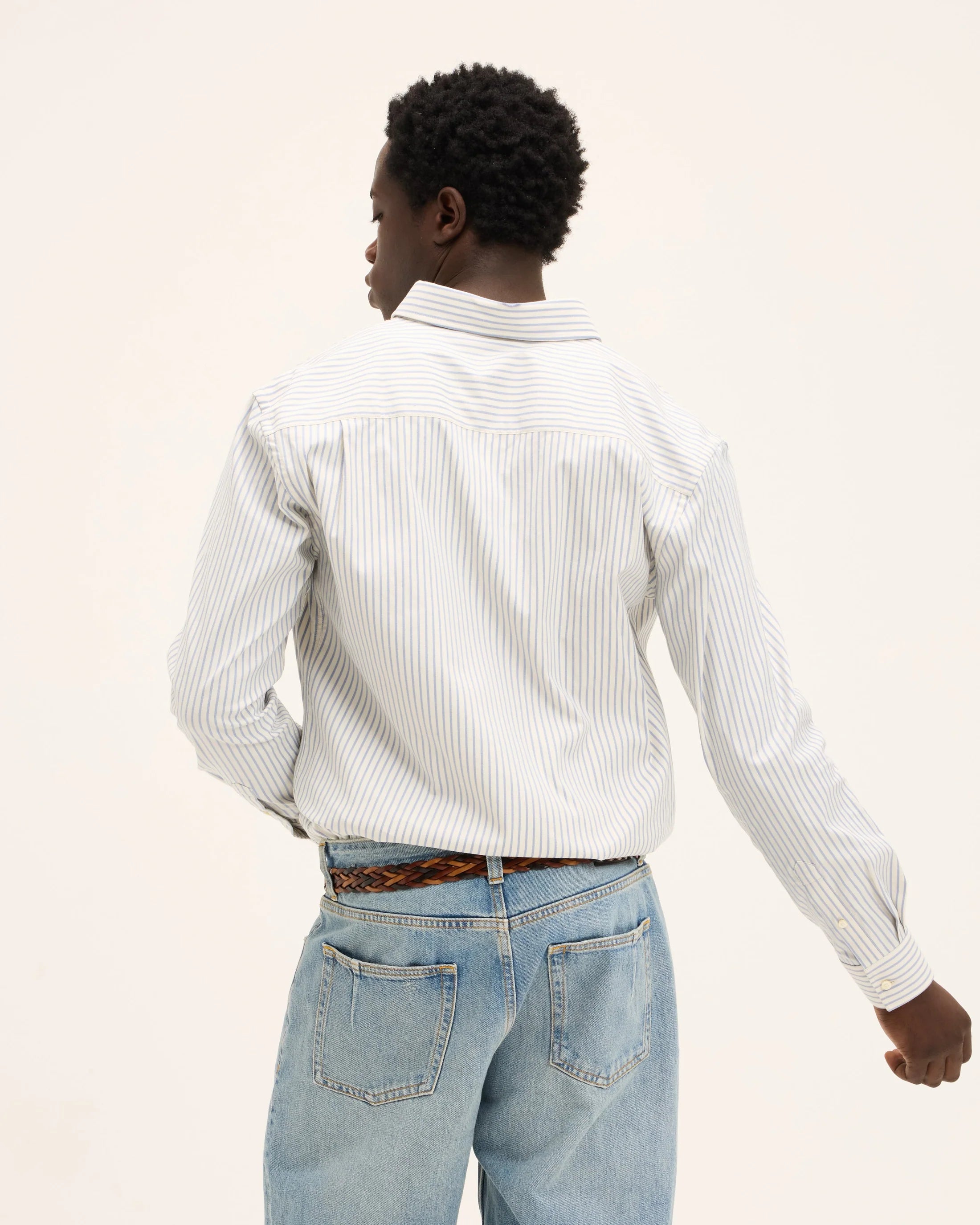GOOD PEOPLE Seinfield Striped Cotton Shirt Light Blue