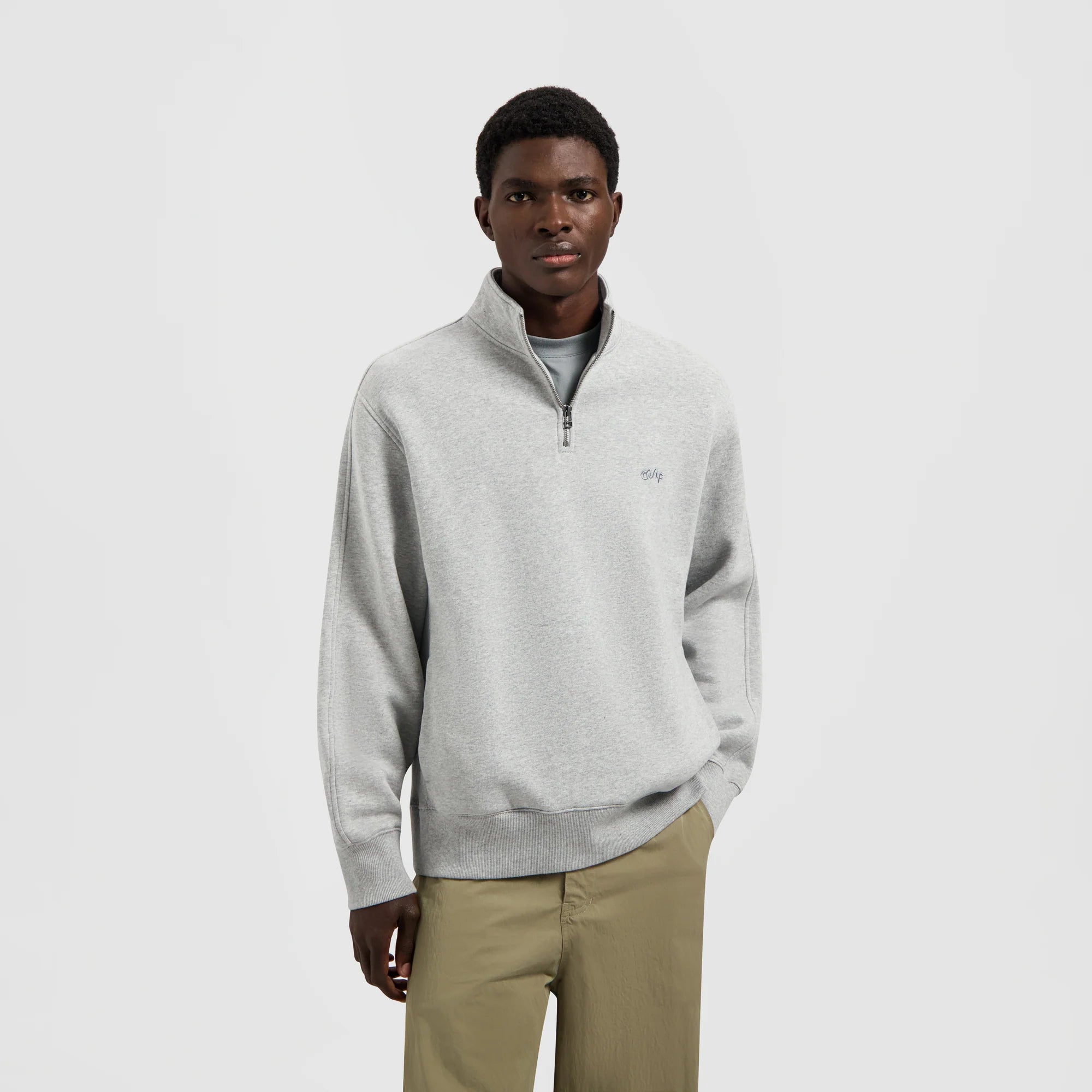 OLAF SIGNATURE ZIP MOCK Heather Grey