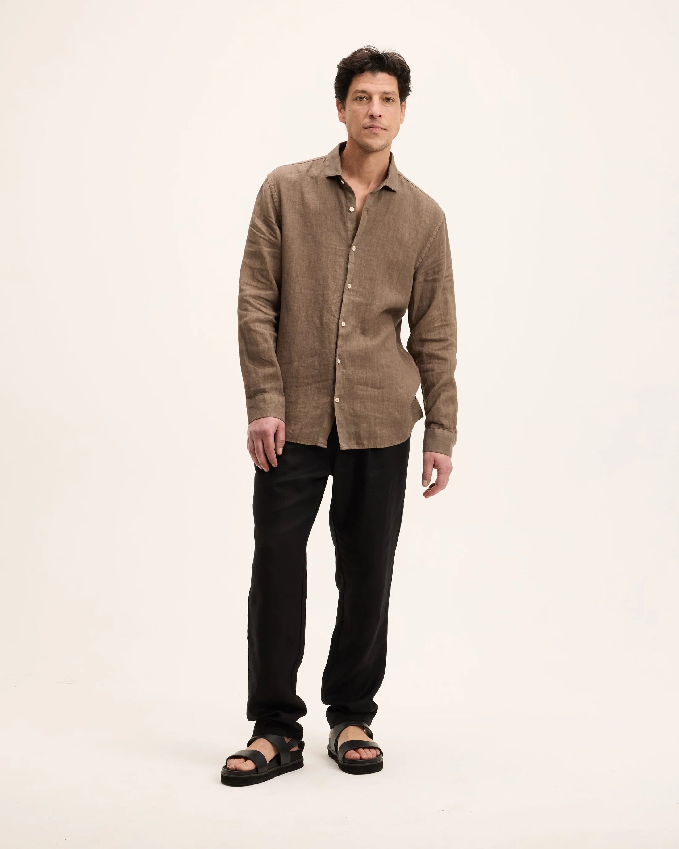 GOOD PEOPLE Soho Linen Garment Dye Shirt Earth