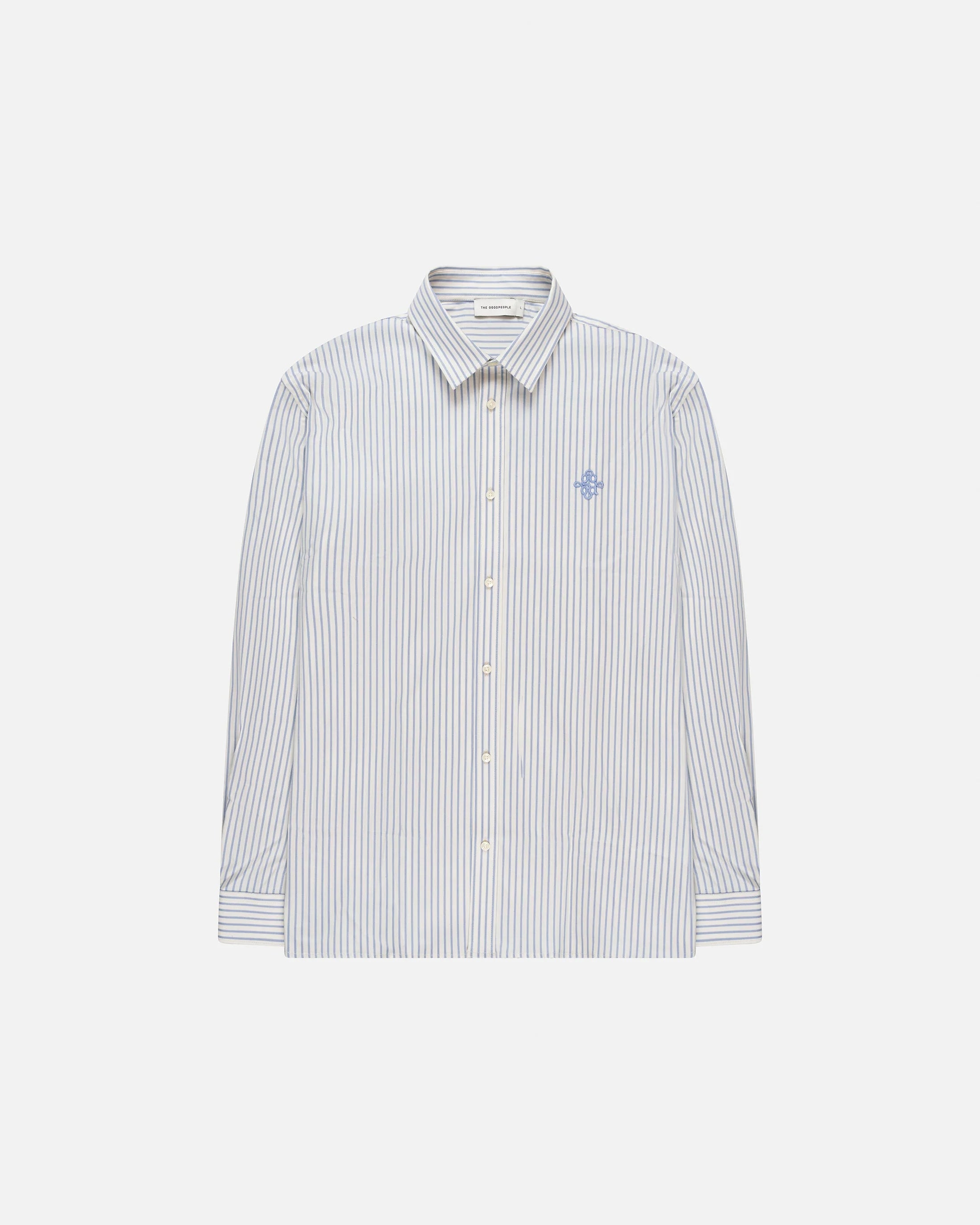 GOOD PEOPLE Seinfield Striped Cotton Shirt Light Blue