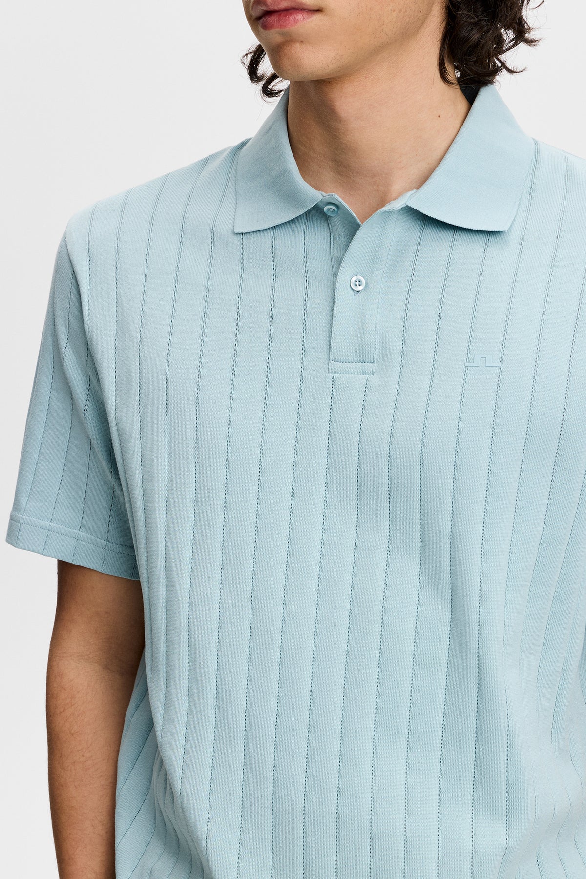 J.LINDEBERG Simon Stripe Polo Forget-Me-Not