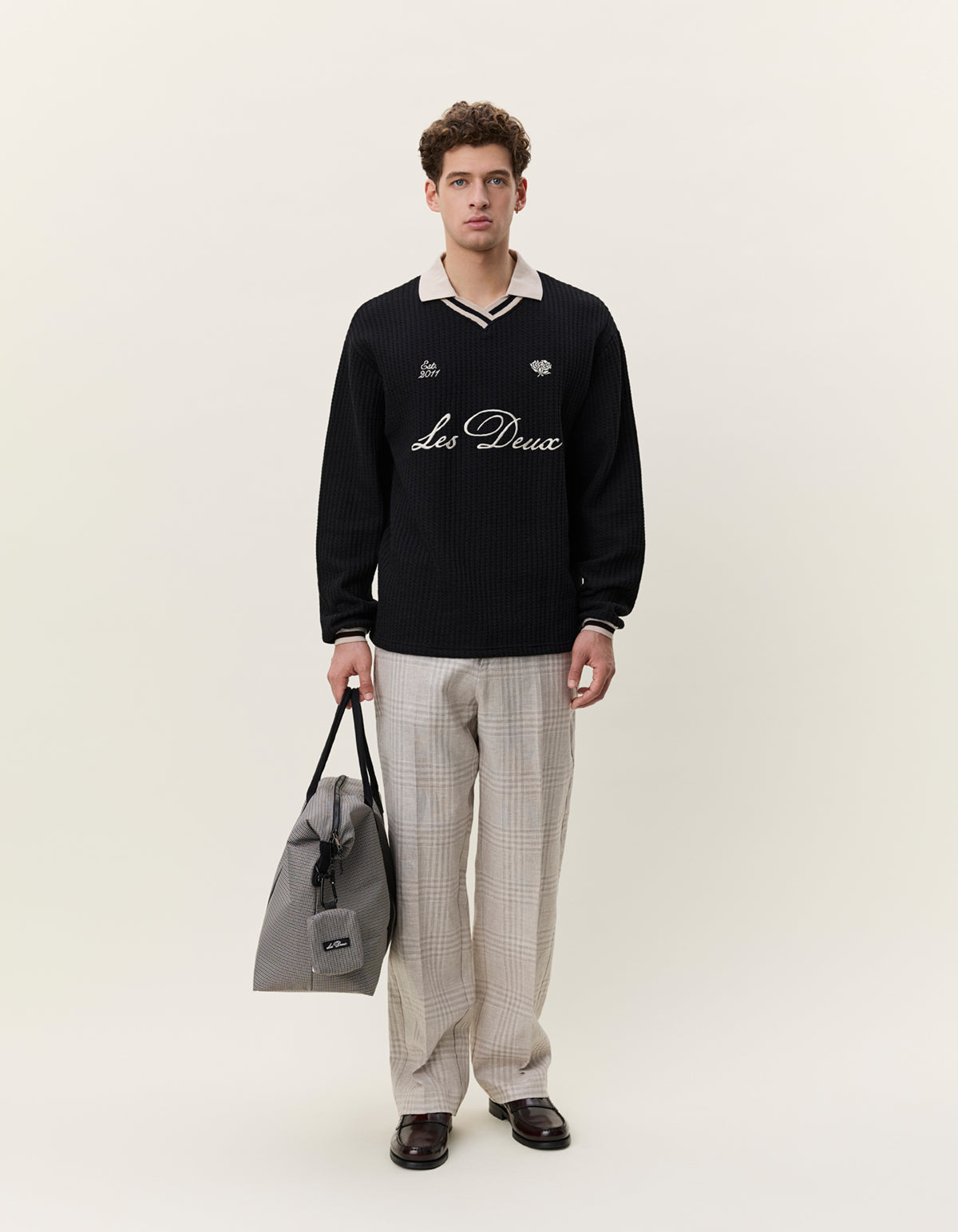 LES DEUX WAFFLE LS FOOTBALL JERSEY Black