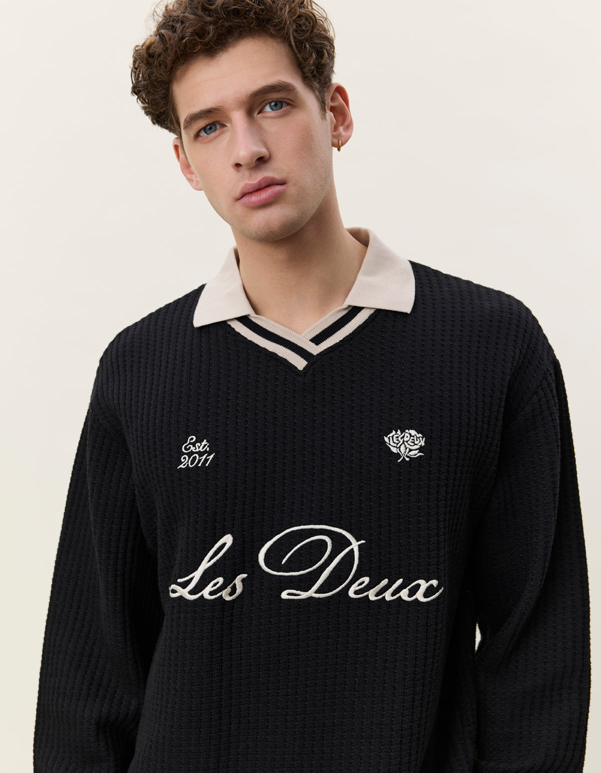 LES DEUX WAFFLE LS FOOTBALL JERSEY Black