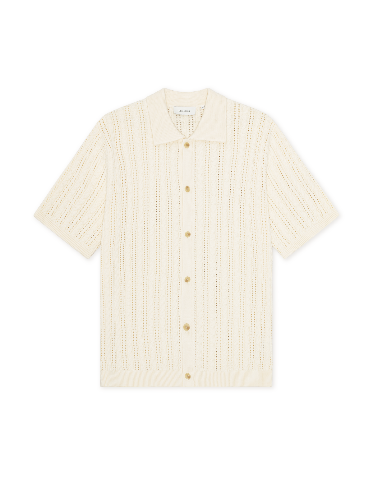 LES DEUX CABLE KNITTED SS SHIRT Eggnog White
