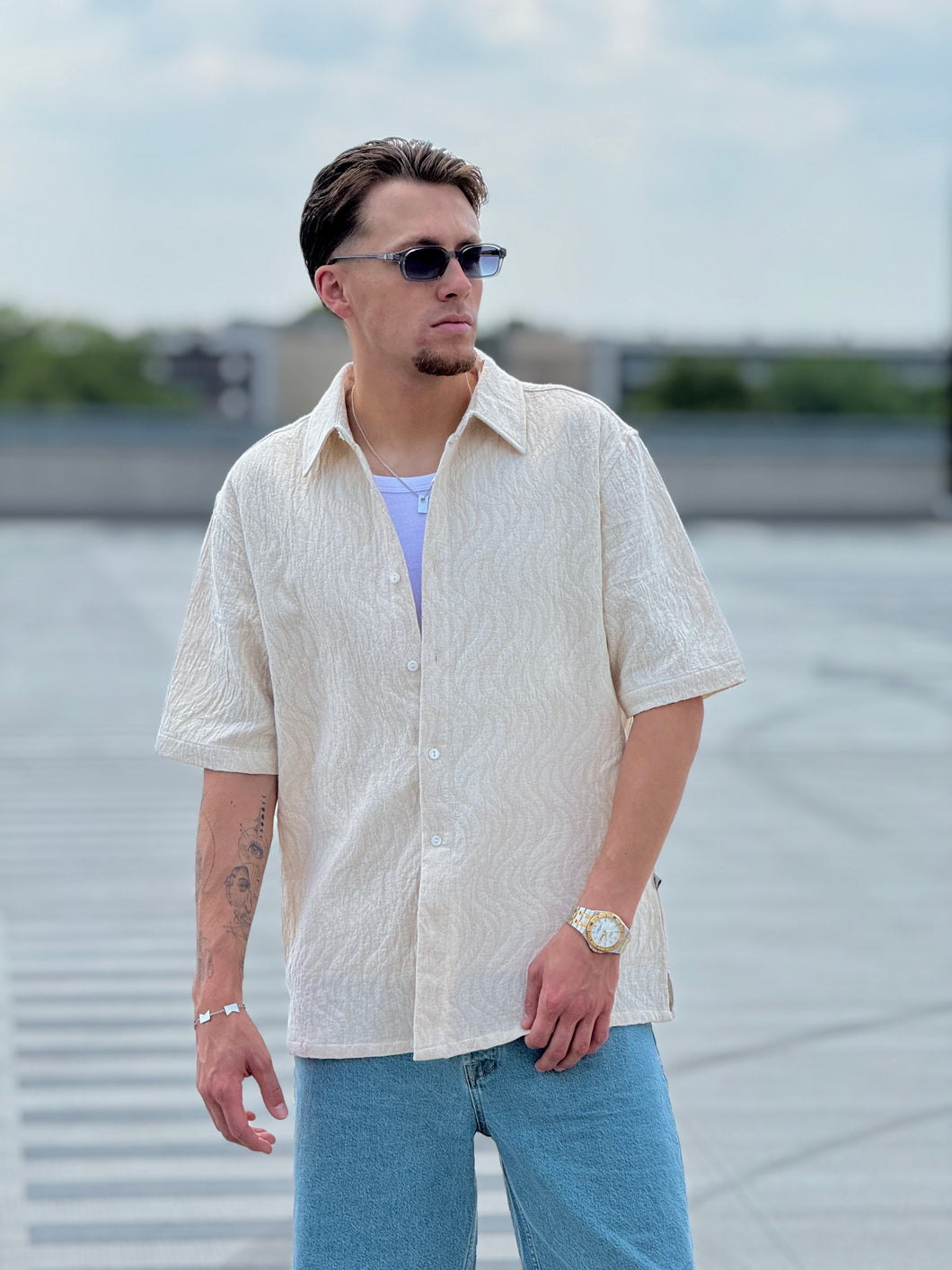 LAW OF THE SEA STAG JACQUARD SHIRT Sand