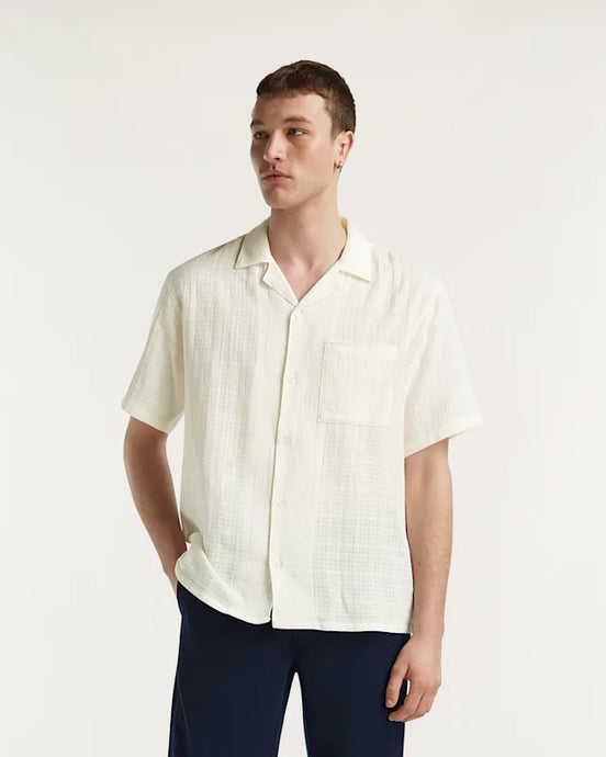 DENHAM TONY CAMP SHIRT LUXURY COTTON GAUZE - Sea Salt