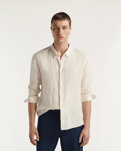 DENHAM RICH SHIRT PORTUGUESE LINEN - Sea Salt