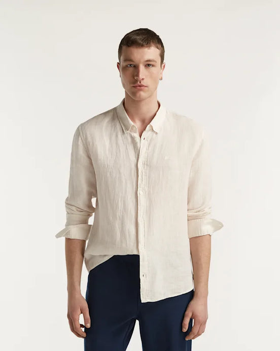 DENHAM RICH SHIRT PORTUGUESE LINEN - Sea Salt