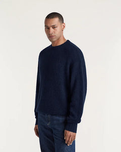 DENHAM KEAGAN KNITTED CREWNECK NAVY BLAZER | Classic Fit